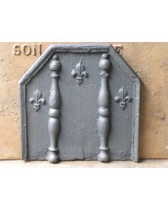 Plaque de Cheminée 'Piliers et Fleurs de Lys'