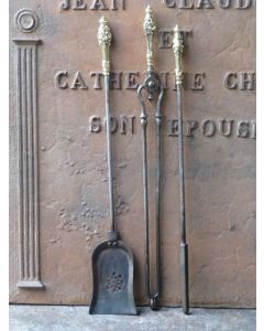 Serviteur Cheminée en Acier Poli