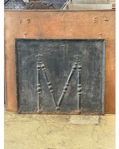 Plaque de Cheminée 'Piliers et Fleurs de Lys'