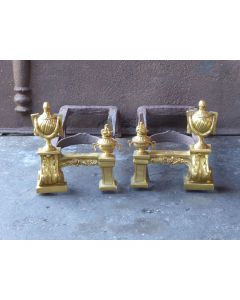 Chenets Néoclassiques en Bronze Doré