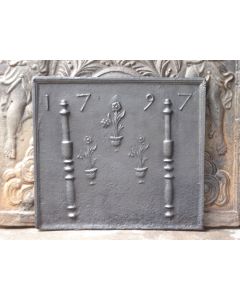 Plaque de Cheminée 'Piliers avec Vase à Fleurs'