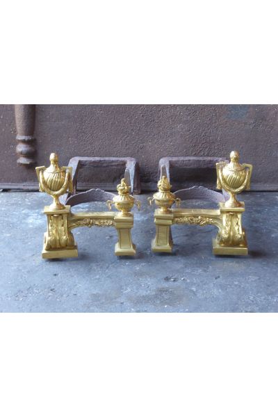 Chenets Néoclassiques en Bronze Doré