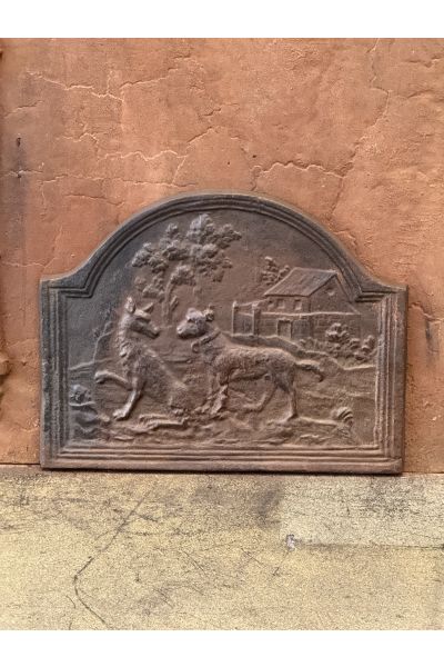 Plaque de Cheminée 'Le Loup et le Chien'