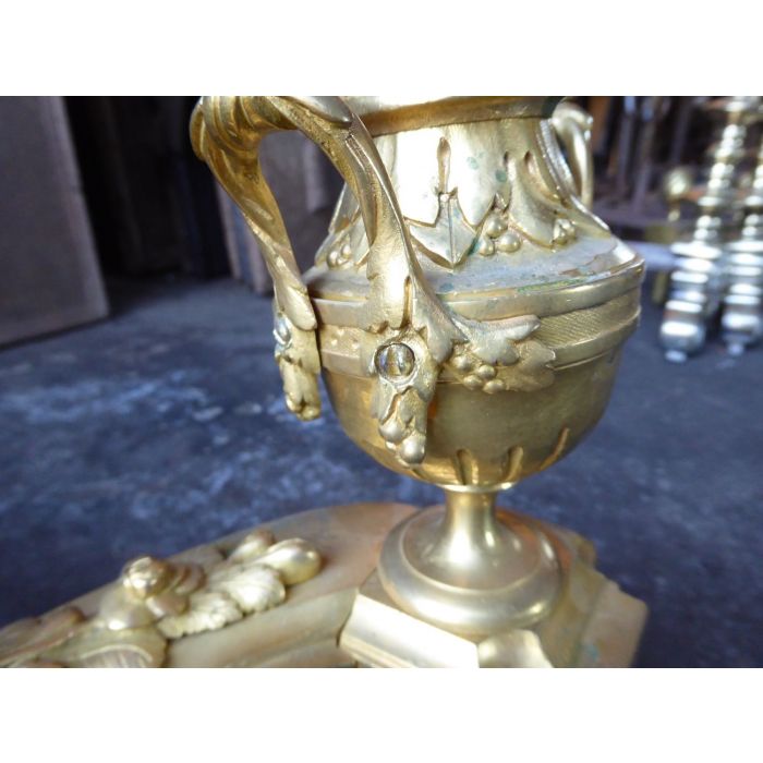 Chenets Néoclassiques en Bronze Doré en Fer forgé, Bronze doré 