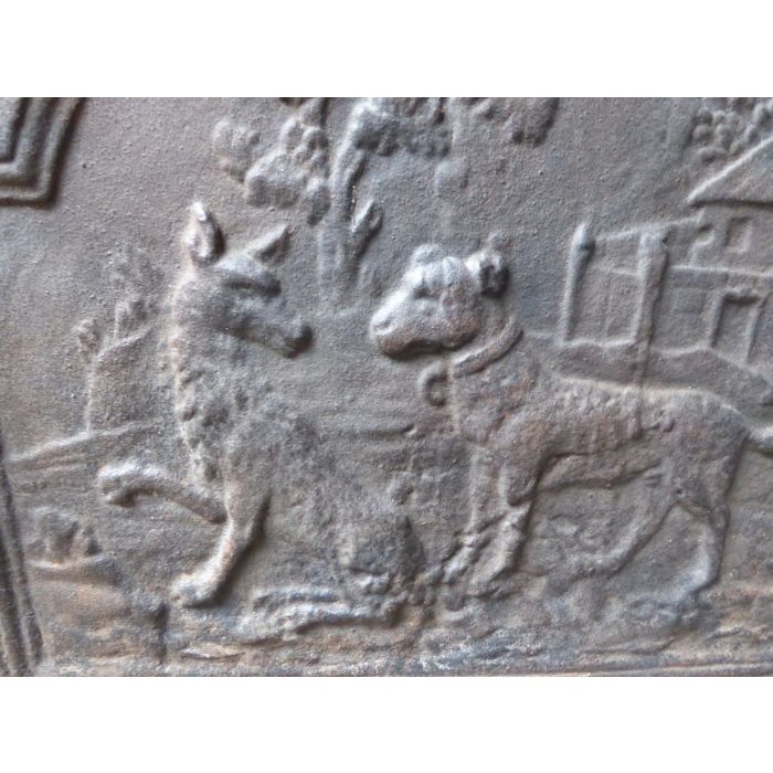 Plaque de Cheminée 'Le Loup et le Chien' en Fonte 