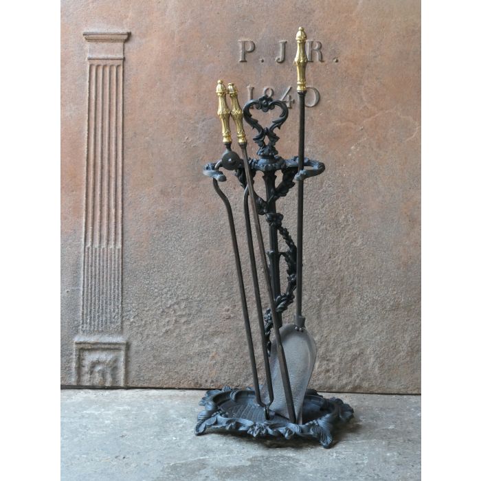 Serviteur Cheminée Victorien en Fonte, Fer forgé, Bronze 