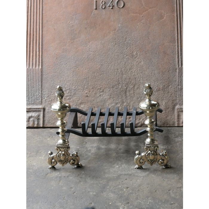 Chenets Louis XIV en Fer forgé, Bronze 