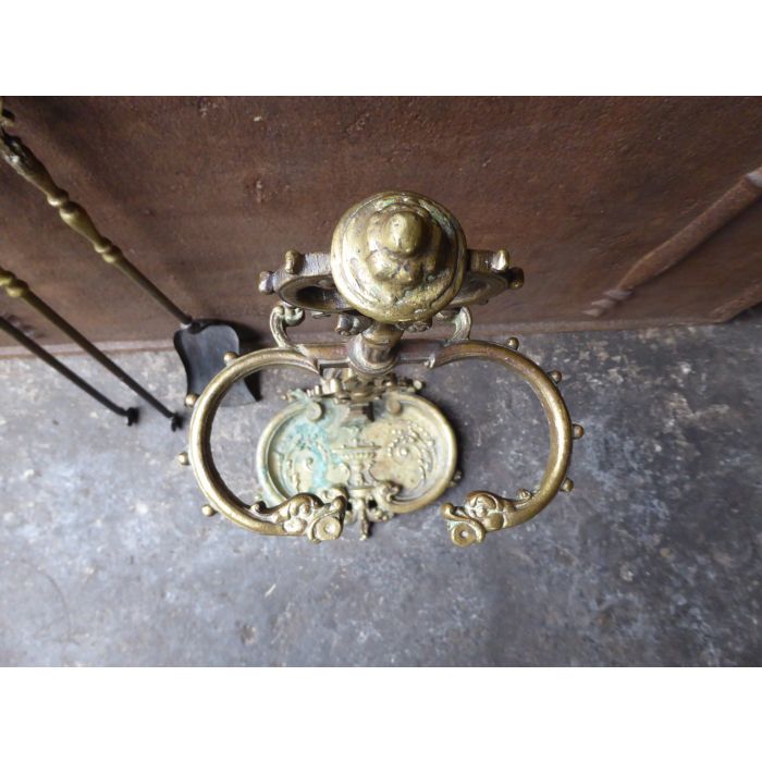Serviteur Cheminée Art Nouveau en Fer forgé, Laiton, Bronze 