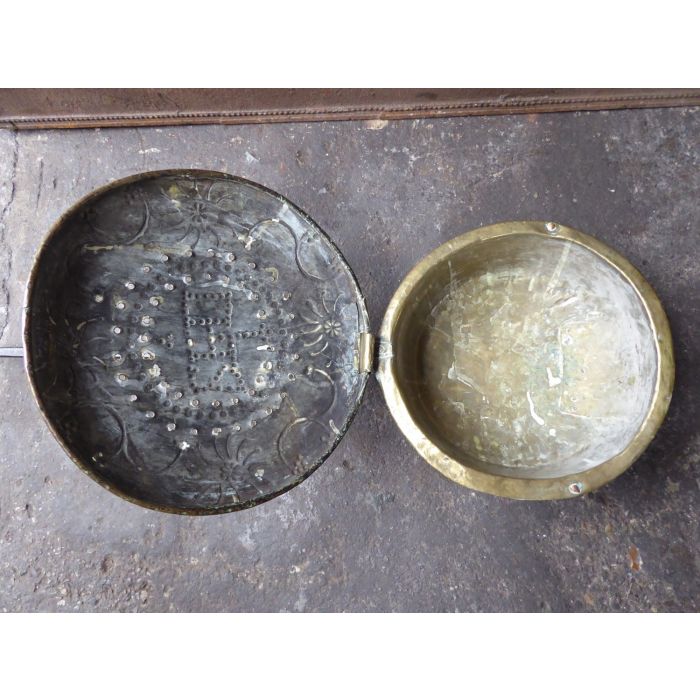 Ancienne bouillotte (de cuivre) en Fer forgé, Laiton 
