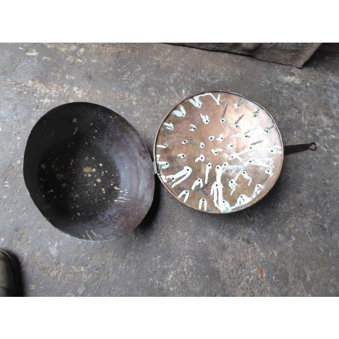 Ancienne bouillotte (de cuivre) en Fer forgé, Cuivre 